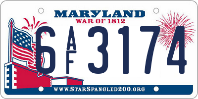 MD license plate 6AF3174