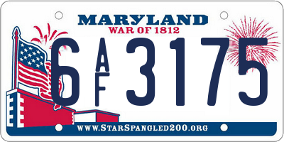 MD license plate 6AF3175