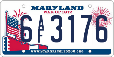 MD license plate 6AF3176