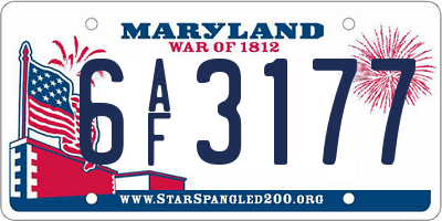 MD license plate 6AF3177