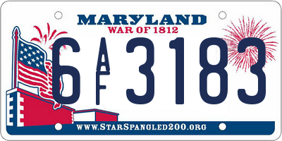 MD license plate 6AF3183