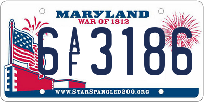 MD license plate 6AF3186