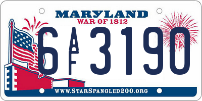 MD license plate 6AF3190