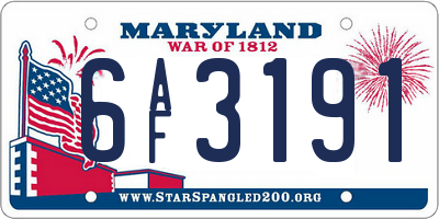 MD license plate 6AF3191