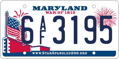 MD license plate 6AF3195