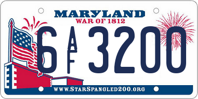 MD license plate 6AF3200