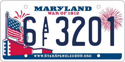 MD license plate 6AF3201