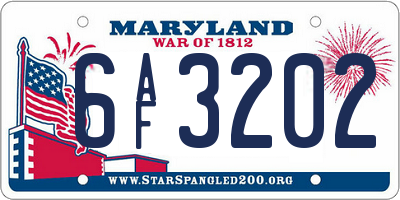 MD license plate 6AF3202