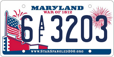 MD license plate 6AF3203