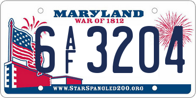 MD license plate 6AF3204