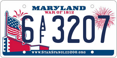 MD license plate 6AF3207