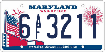 MD license plate 6AF3211