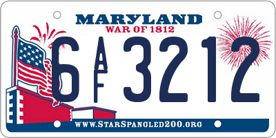 MD license plate 6AF3212