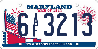 MD license plate 6AF3213