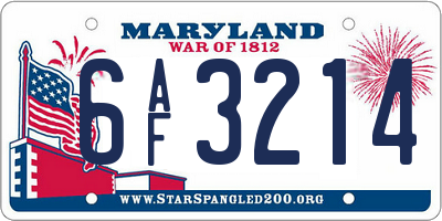 MD license plate 6AF3214