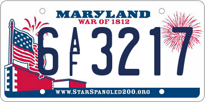 MD license plate 6AF3217