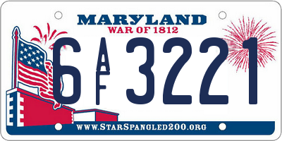 MD license plate 6AF3221