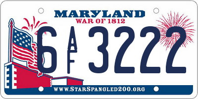 MD license plate 6AF3222