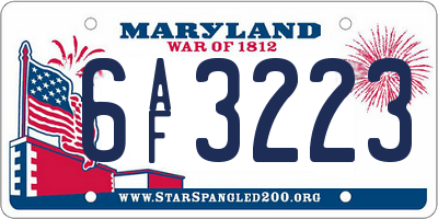 MD license plate 6AF3223