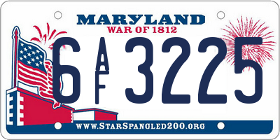 MD license plate 6AF3225