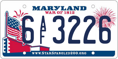 MD license plate 6AF3226