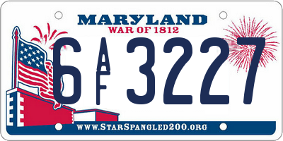 MD license plate 6AF3227