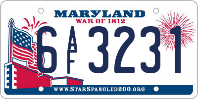 MD license plate 6AF3231