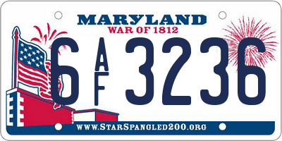 MD license plate 6AF3236