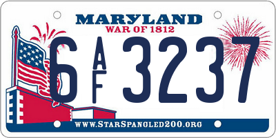 MD license plate 6AF3237