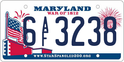MD license plate 6AF3238