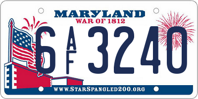 MD license plate 6AF3240