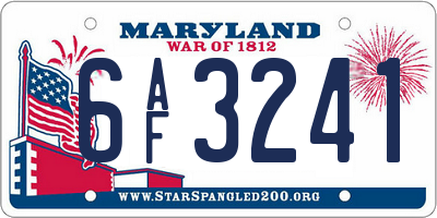 MD license plate 6AF3241