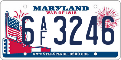 MD license plate 6AF3246