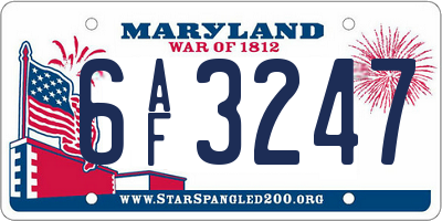 MD license plate 6AF3247