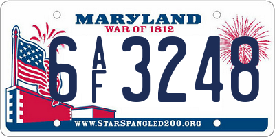 MD license plate 6AF3248