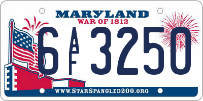 MD license plate 6AF3250