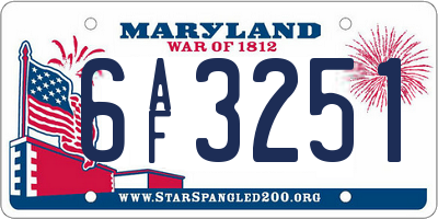 MD license plate 6AF3251