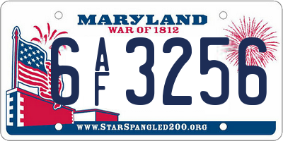 MD license plate 6AF3256
