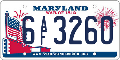 MD license plate 6AF3260
