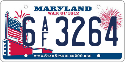MD license plate 6AF3264