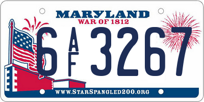 MD license plate 6AF3267