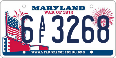MD license plate 6AF3268