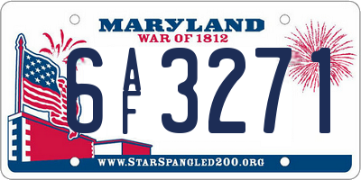 MD license plate 6AF3271