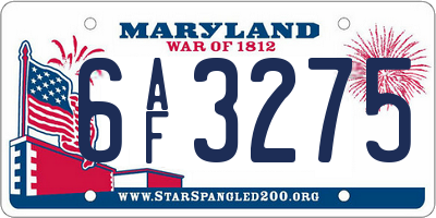 MD license plate 6AF3275