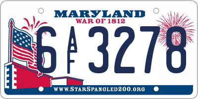 MD license plate 6AF3278