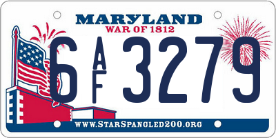 MD license plate 6AF3279