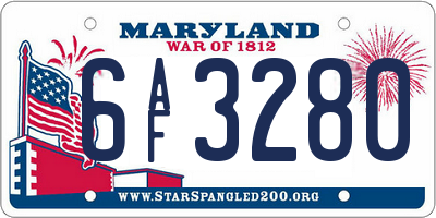 MD license plate 6AF3280