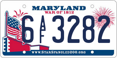 MD license plate 6AF3282
