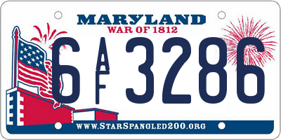 MD license plate 6AF3286