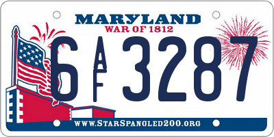 MD license plate 6AF3287